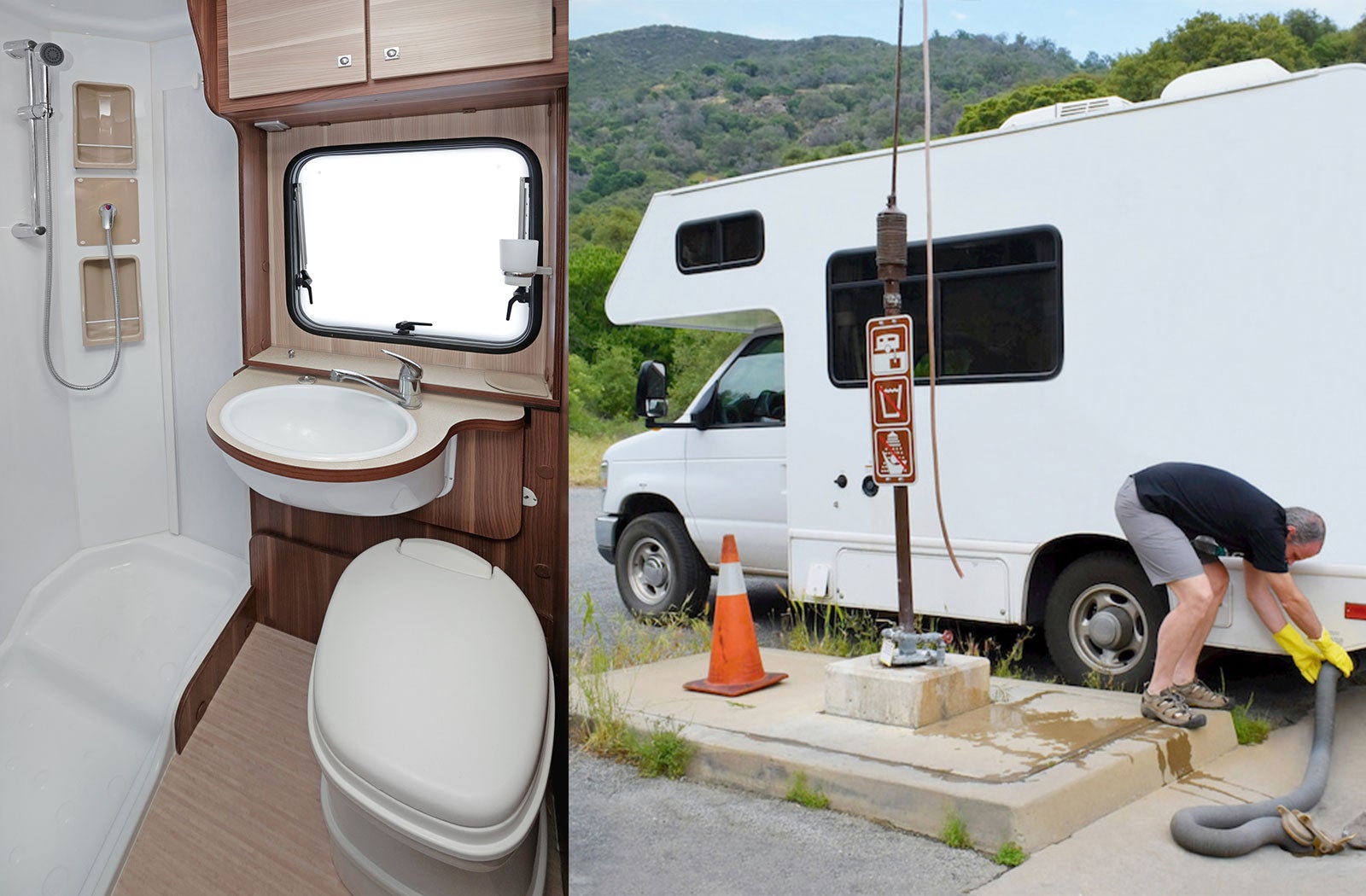 Portable RV/camper toilet and holding tank setup in Kennesaw, Georgia