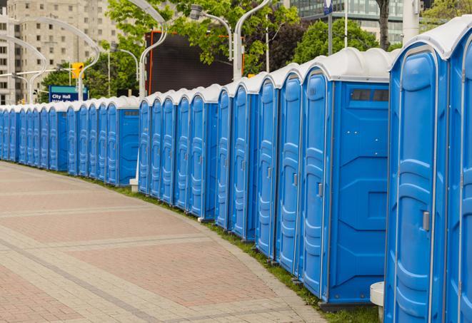 Seasonal porta potty units set up at a Kennesaw, Georgia venue